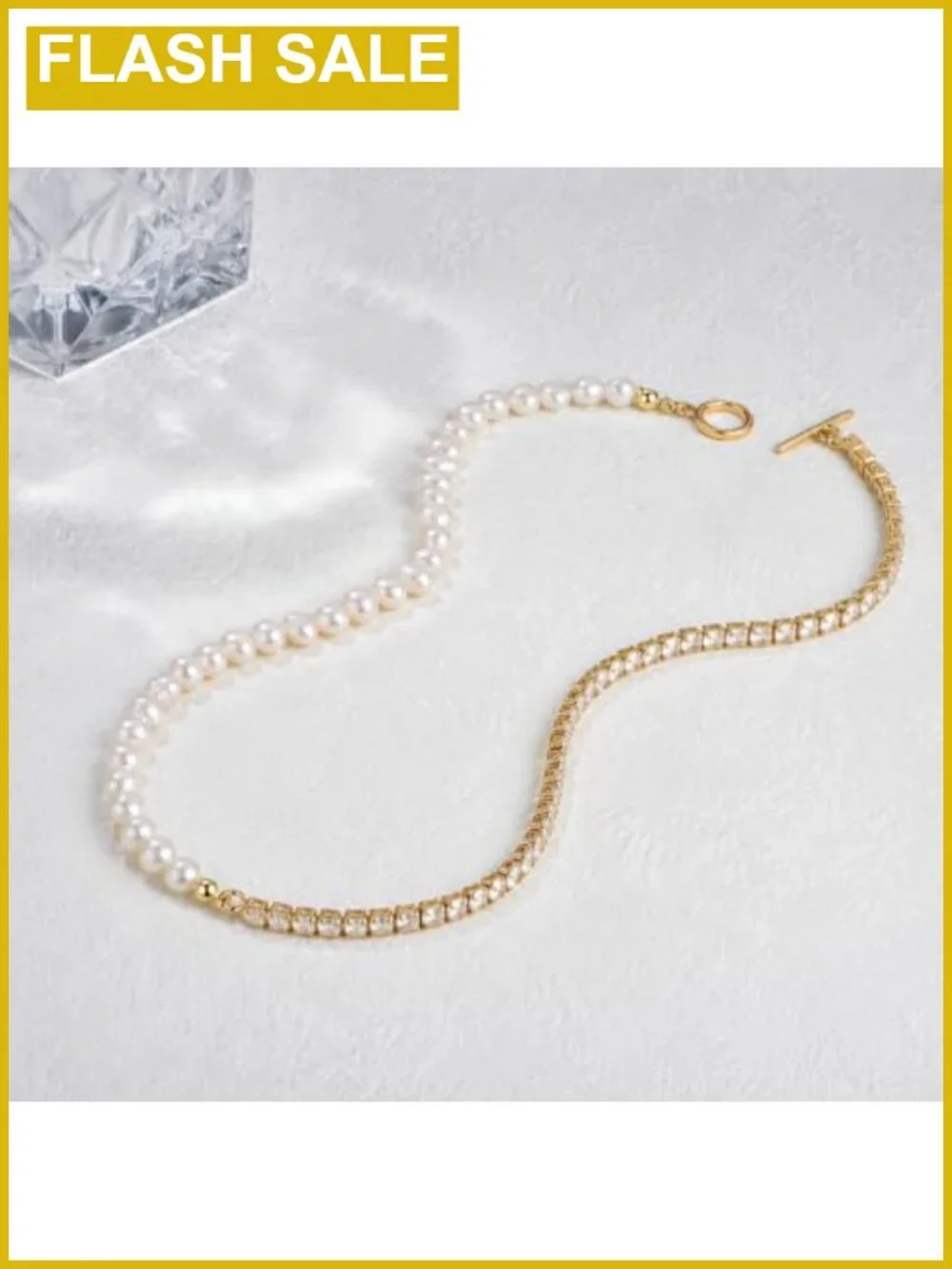 14K Gold Plated Copper Freshwater Baroque Pearl Choker Necklace 17''